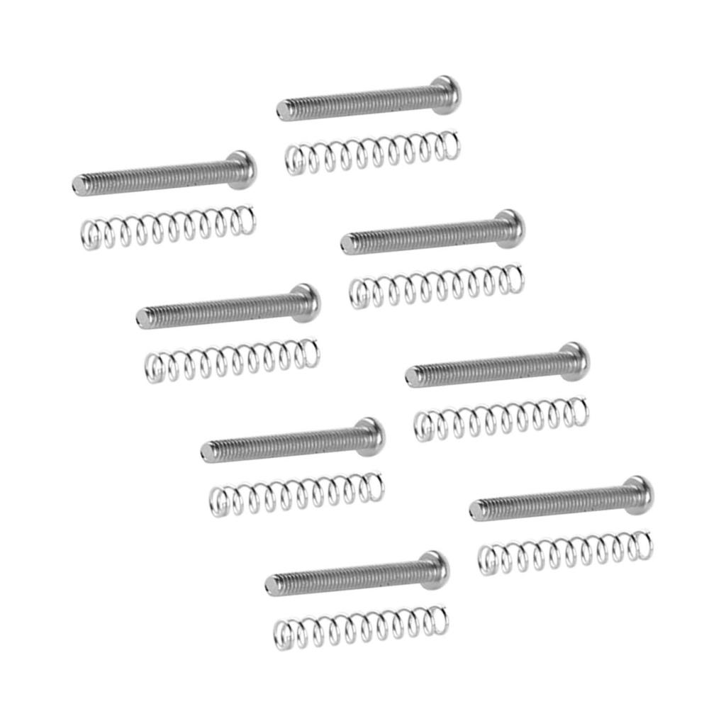 8 Set Guitar Pickup Screw Spring Iron Double Coil Pickup Frame Mounting Screws and Springs Silver