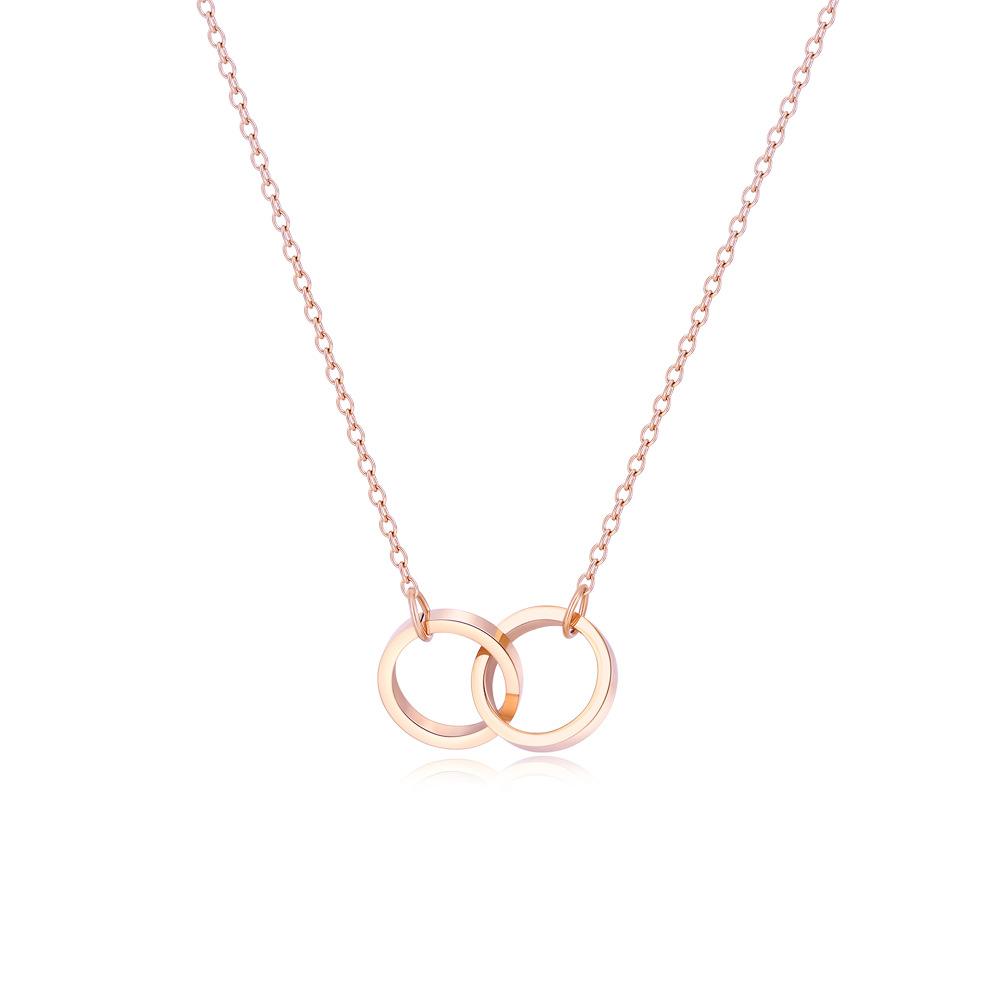 Dropshipping 18k Gold Plated Interlocking Circle Choker Pendant Necklace for Women Double Circles Connection Copper Link