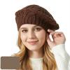 Solid Color Slouch Hat with Cable Knit Design Soft Warm Acrylic Fibre Comfortable Skull Hat for Women Various Outfit