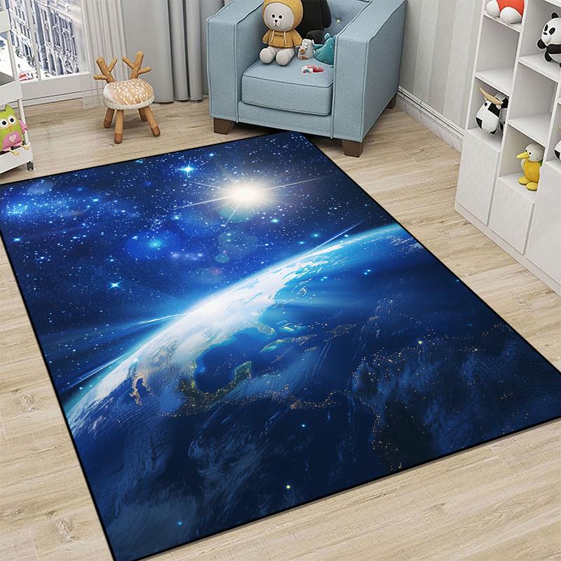 Children Bedroom Decoration Carpet Outer Space Pattern Abstract Carpets Living Room Sofa Area Rug Child Bedside Non-slip Mat