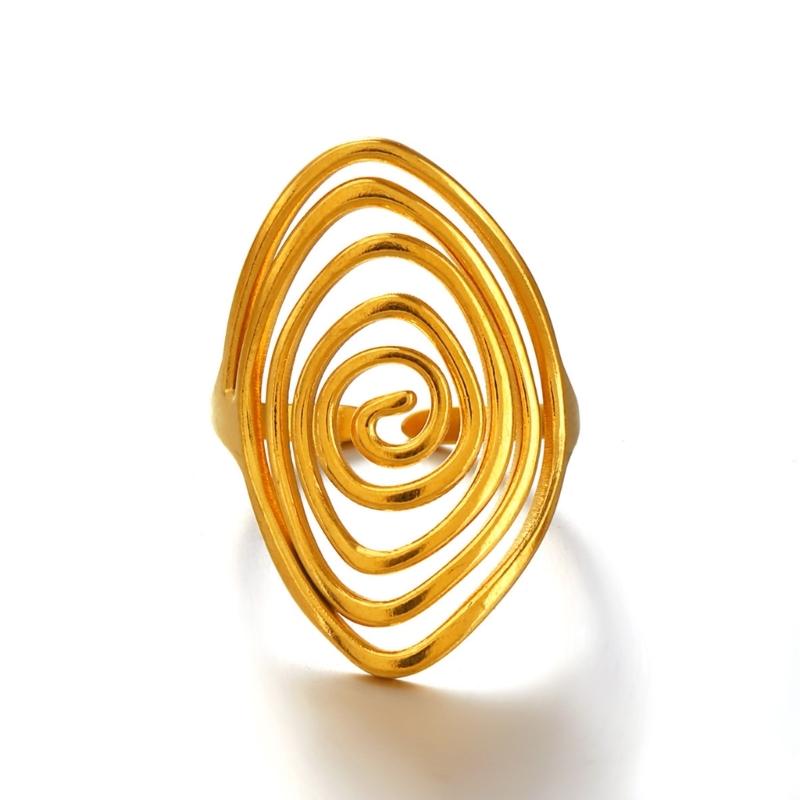 Stainless Steel Minimalist Whirl Motion Rotating Open Ring Adjustable Fit Comfortable Modern Open Vortex Ring Accessory