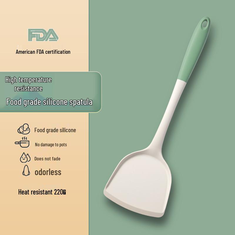 Set Spatulă și Lingură Perforată din Silicon Antiaderent pentru Temperaturi Înalte