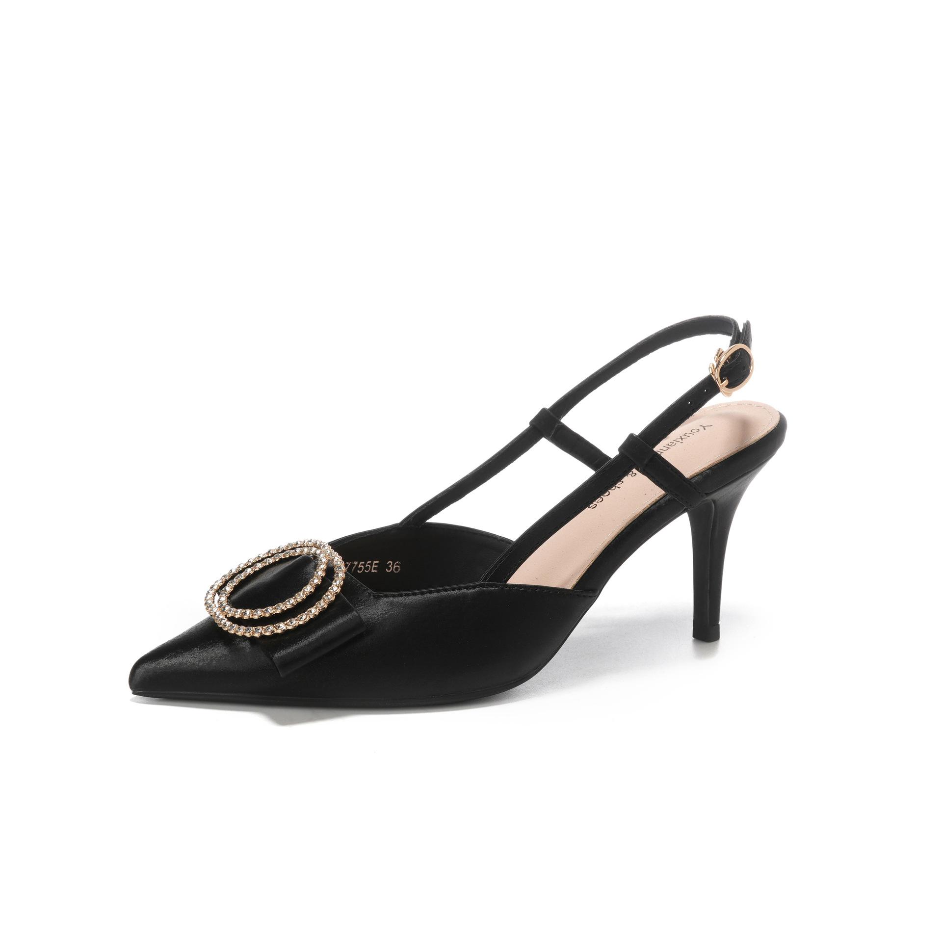 

атласные стразы сумка каблук корневой сандалии высокий каблук тонкий каблук универсальный темперамент 40