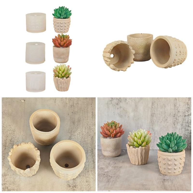 3D Relief Heart Vase Mold DIY Succulent Flower Pots Silicone Mold for DIY Crafts Unique Planter Candle Holder Gypsum