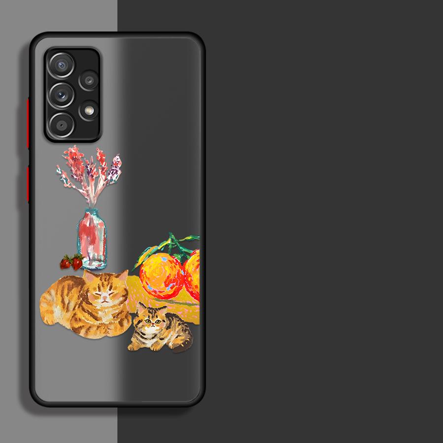Creative Art Cat Case for Samsung Galaxy A53 A52S A72 A34 A36 A56 A55 A16 A15 A54 A14 A23 A73 A33 A17 A52 A35 Phone Cover