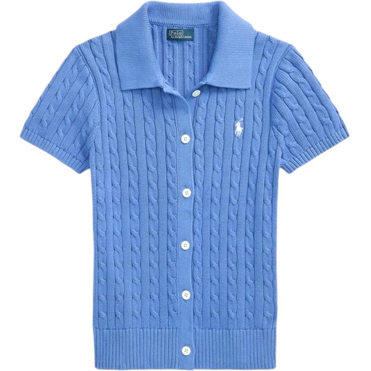 

Polo Ralph Lauren Slim Fit Cotton Short Sleeve Knit Top Women tops Summer-Blue WMPOSWENDW20398-400 M