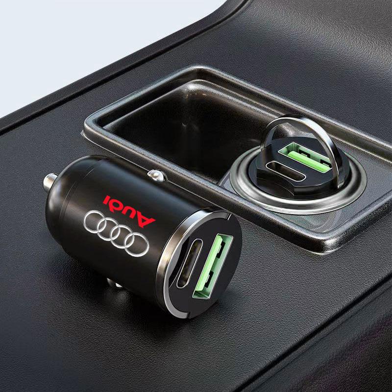 Mini Car Charger 12-24V Lighter Fast Charging Car USB Type C Charger For Audi TT Q3 Q5 Q7 Q8 B5 B6 B7 B8 B9 Q7 8P 8V 8L A3 A4 A5 A6 A7 A8 8L R8