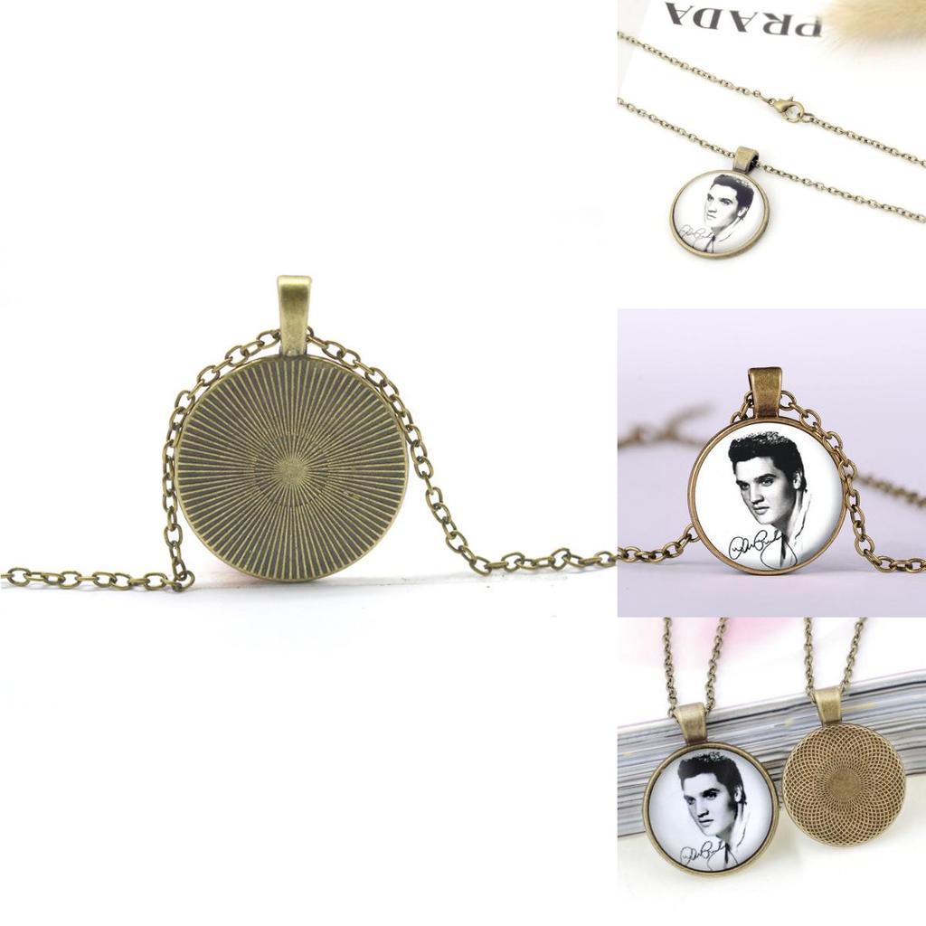 Gemstone Time Portrait Pendant Necklace Retro Glass Pendant Sweater Chain