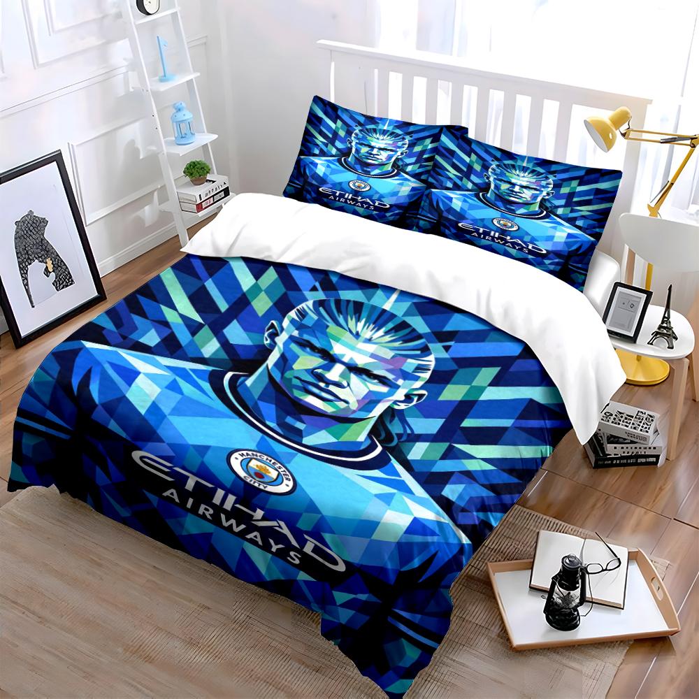 Manchester City Bedding Set Bedding Set (1 Duvet Cover, 2 Pillowcases, Duvet Not Included)
