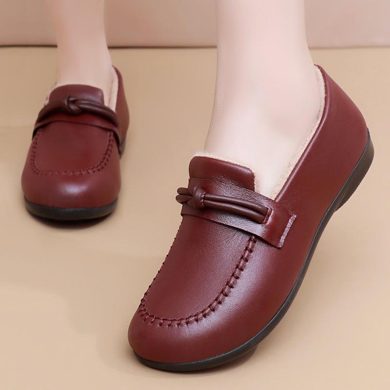 Shoes Women's Cotton Shoes Fleece Thickened Small Leather Shoes Lightweight and Comfortable Cotton Boots Warm Snow Boots One Pedal Short Boots