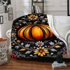 1pc Pumpkin Floral Blanket, Lightweight Flannel Throw Blanket for Sofa, Bed, Travel, Camping, Living Room, Office, Couch, Chair, and Bed