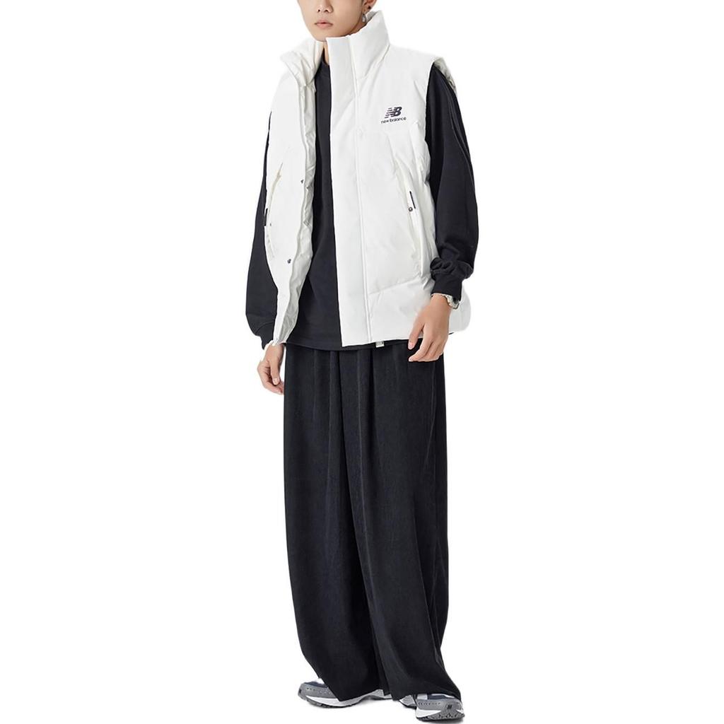 New Balance Pocket Puffer Down Vests Men's White Stand Collar Moderate Other AMV24360-CIC