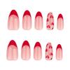 24 Stück einfache nackte rosa Valentinstags-Nägel zum Tragen von French Red Edge Manicure Fake Nail Red Love Nail Piece