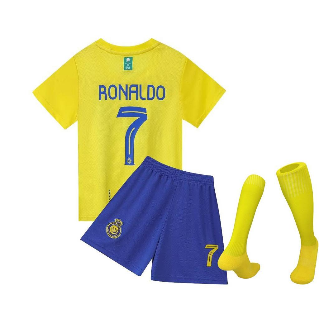 23-24 Riyadh Trasferta Blu Zaffiro N.. Set Maglia da Calcio 7 Club Taglia Bambino 14-30