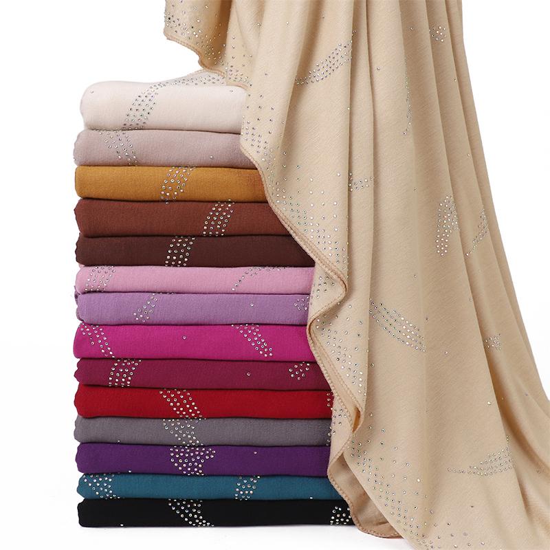 Muslim Solid Jersey Hijab Scarf for Women Cotton Square Head Wrap Scarves Jersey Hijabs Islamic Turban Headband Shawl Scarves