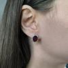 Silver Earrings with Artificial Nano Garnet, Cubic Zirconia (60002306)