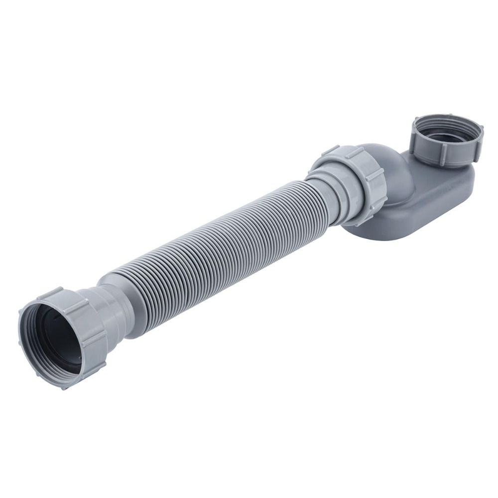Verstellbares Abflussrohr Flexibler Flacher S-Bogen Langlebiger Freistehender Wannenabfluss Badewanne Dusche