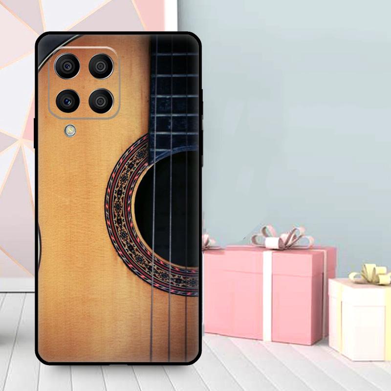 Classic Wood Guitar Case For Samsung Galaxy M06 M11 M31 M14 M34 M54 M12 M32 M52 M15 M13 M16 M36 M56 M53 M35 M55