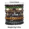 Vintage Natural Wood Bead Bracelet Set, Multi-piece Ethnic Style Beaded Bracelets, Bohemian Forest-inspired Jewelry