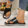 Women's Shoes 2025 New Solid Color Shiny Women's Slippers Outdoor Wear Resistant, Anti Slip, Comfortable Large Beach Sandals