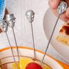 Skull Cocktail Picks Reusable Olive Skewers Martini Garnish Sticks Stainless Steel Toothpicks for Drinks Appetizers Bar