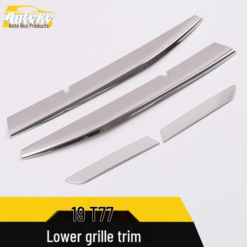 Compatible with 19 T77: Lower Grille Bright Strip, Front Bumper Scratch-Resistant Sticker, Modification Accessory.
