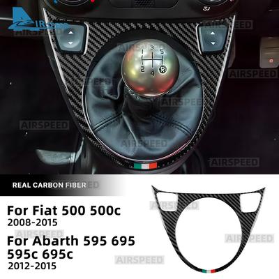 Real Soft Carbon Fiber Sticker For Abarth 595/695/595C/695C 2012-2015 For Fiat 500 2008-2015 AT MT Car Gear Shift Tricolor Trim