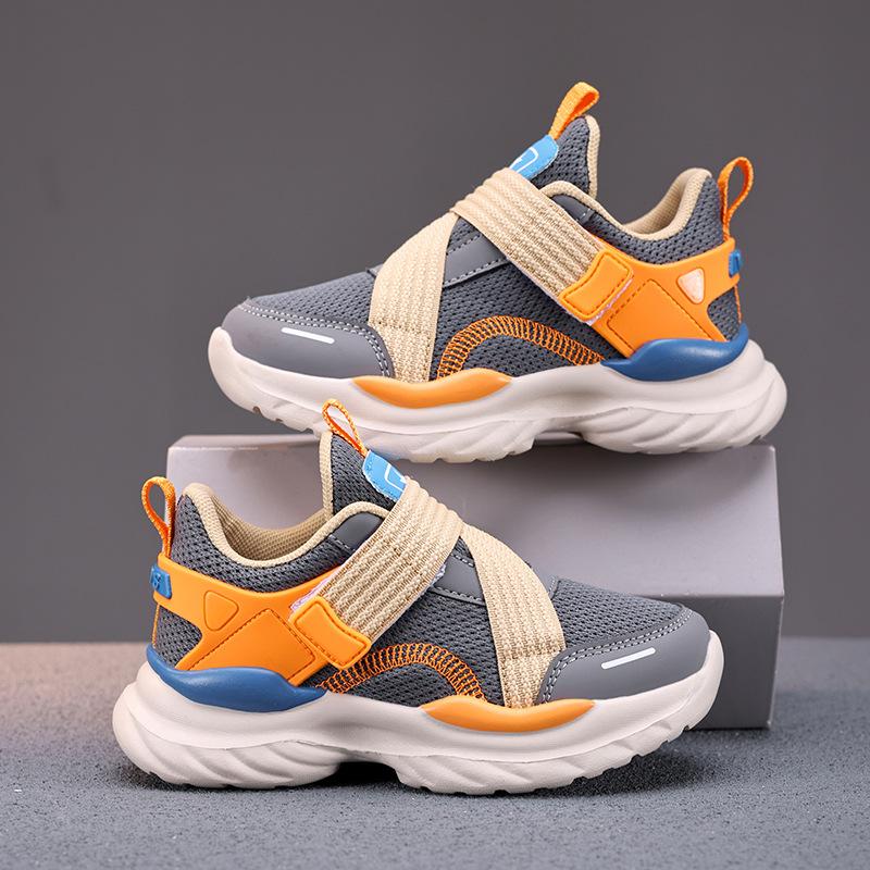 2025 summer boys' new children's double mesh breathable sports shoes medium and older boys' lightweight soft-soled running shoes