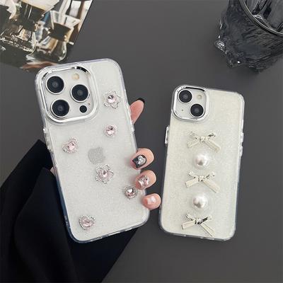 Glitter Mobile Phone Case for IPhone17Promax Rhinestone Love Star for Apple 16 Bow Pearl Transparent