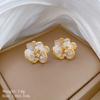 Elegant Zircon White Flower Stud Earrings Necklace for Women Fashion Sweet Stainless Steel Chain Jewelry Sets Gifts for Lover