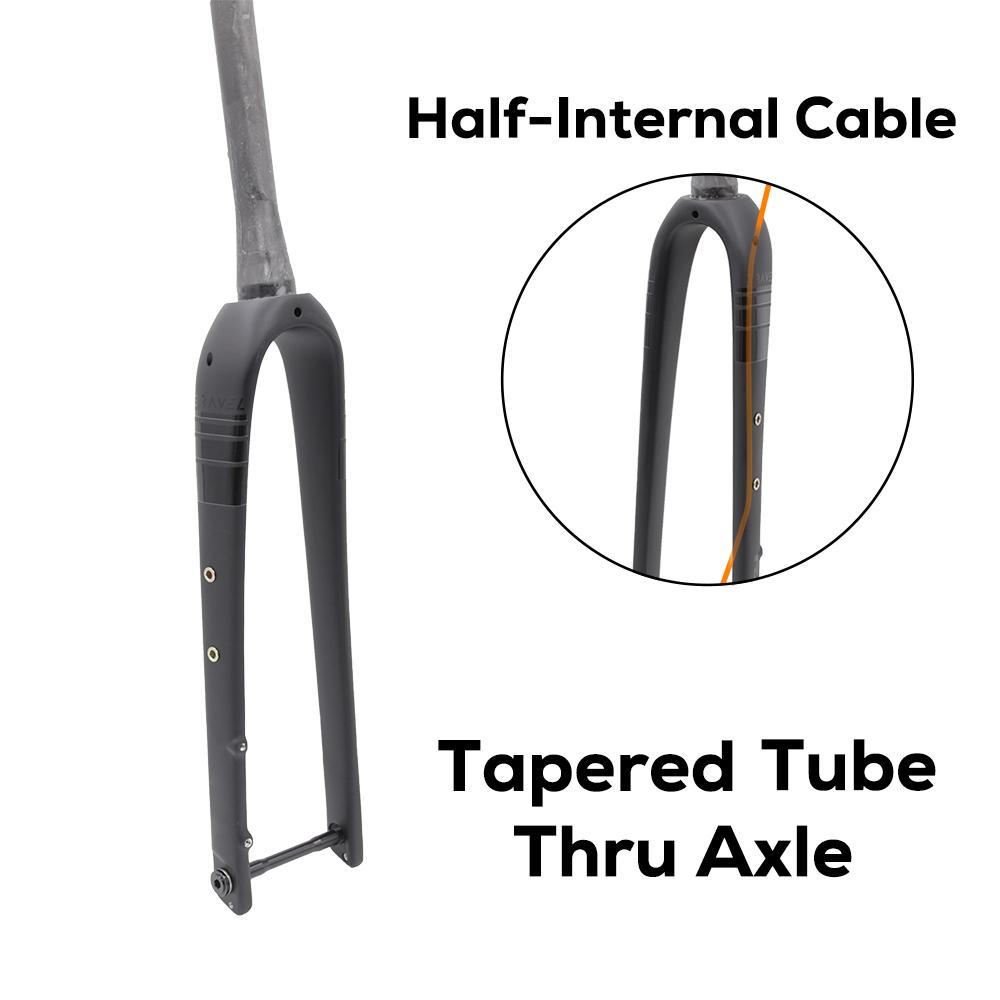 ULLICYC Gravel Fork Carbon Fiber Tapered Gravel Bicycle Front Carbon Fork Bike Fork Black Matte 700C x 45C Thru Axle 12x100mm tapered thru axle