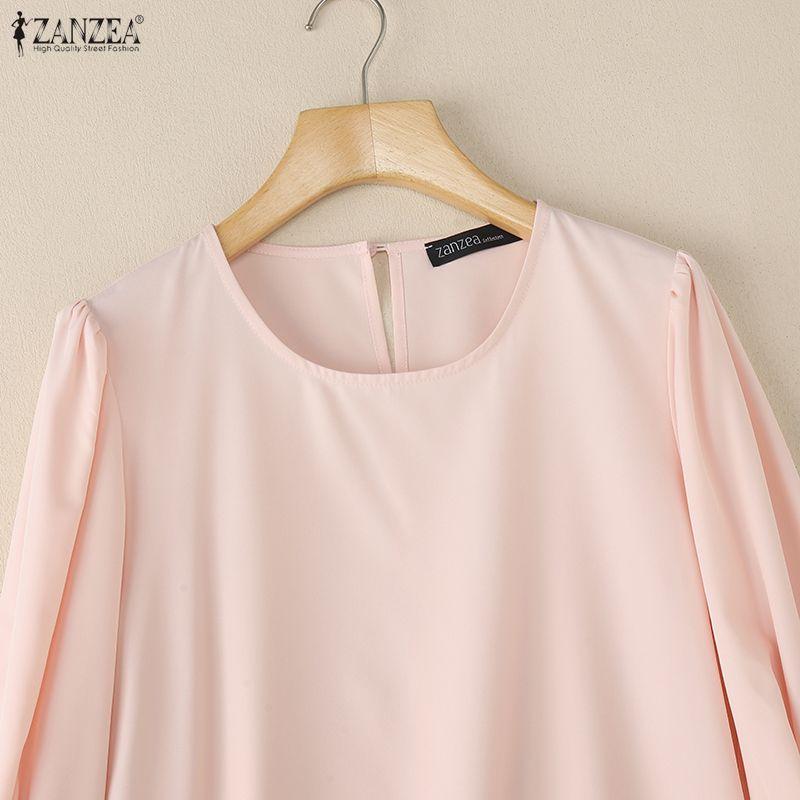 ZANZEA Dámská ležérní halenka s kulatým výstřihem a 3/4 rukávy