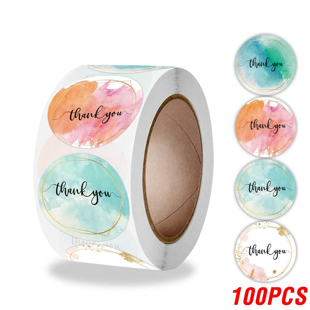100-500 stk Takkeklistremerker Søte Rosa Gull Etiketter for Småbedrifter eller Bryllupsgave Dekor Klistremerke Kontorrekvisita