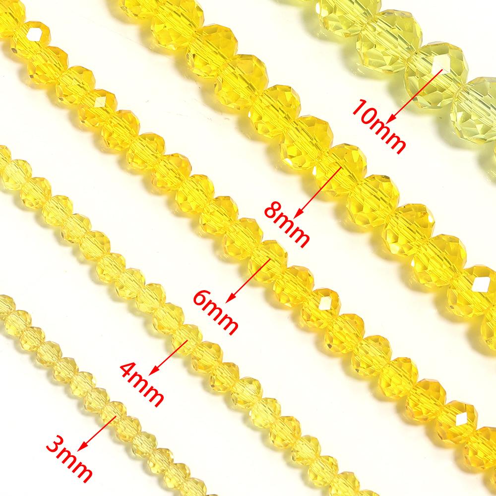 1 Strand 3/4/6/8/10mm Yellow Faceted Crystal Beads Glass Abacus Loose Beads For Jewelry Making DIY Bracelet Necklace Accessories