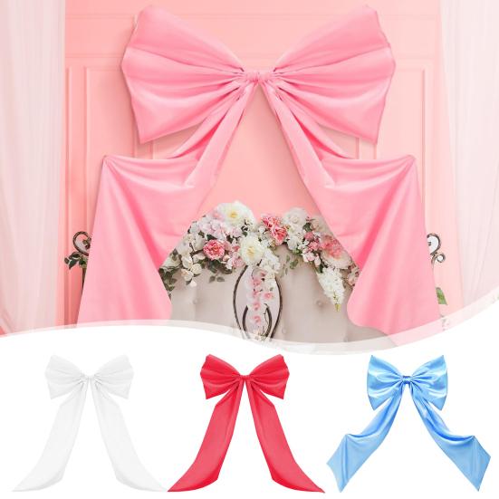 Large Satin Bow 78" x 48" Giant Bow Ribbon Tie for Christmas Birthday Party Wedding Bridal Bachelorette Graduation Room Backdrop Wall Decor