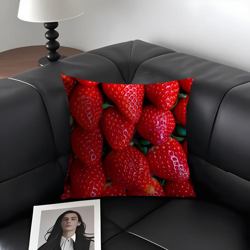 1PC Fresh Food Anime Health Cushion Cover Natural Linen Organic Fabric DoubleSided Printing Sofa Home Decor Gift Pillow Case