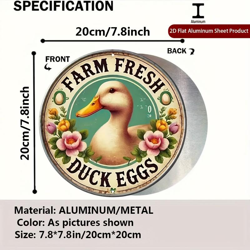 pc Duck XRound Aluminum Sign Farm Fresh Round Aluminum Sign Rustic Farm Metal Tin Sign Eggs Rustic Metal Wall Art 20x20cm(8x8inch)