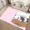 Cartoon Bears Eating Ice Cream On Pink Background Cute Animal Pattern Carpet. Suitable for Use As an Anti-slip1 For1room and Bedroom Sofas