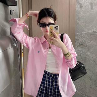 Spot Quick Hair Korean Lace Jacquard Embroidered Seven-quarter-sleeved Shirt Summer Commuting Loose and Chic Sunscreen Shirt