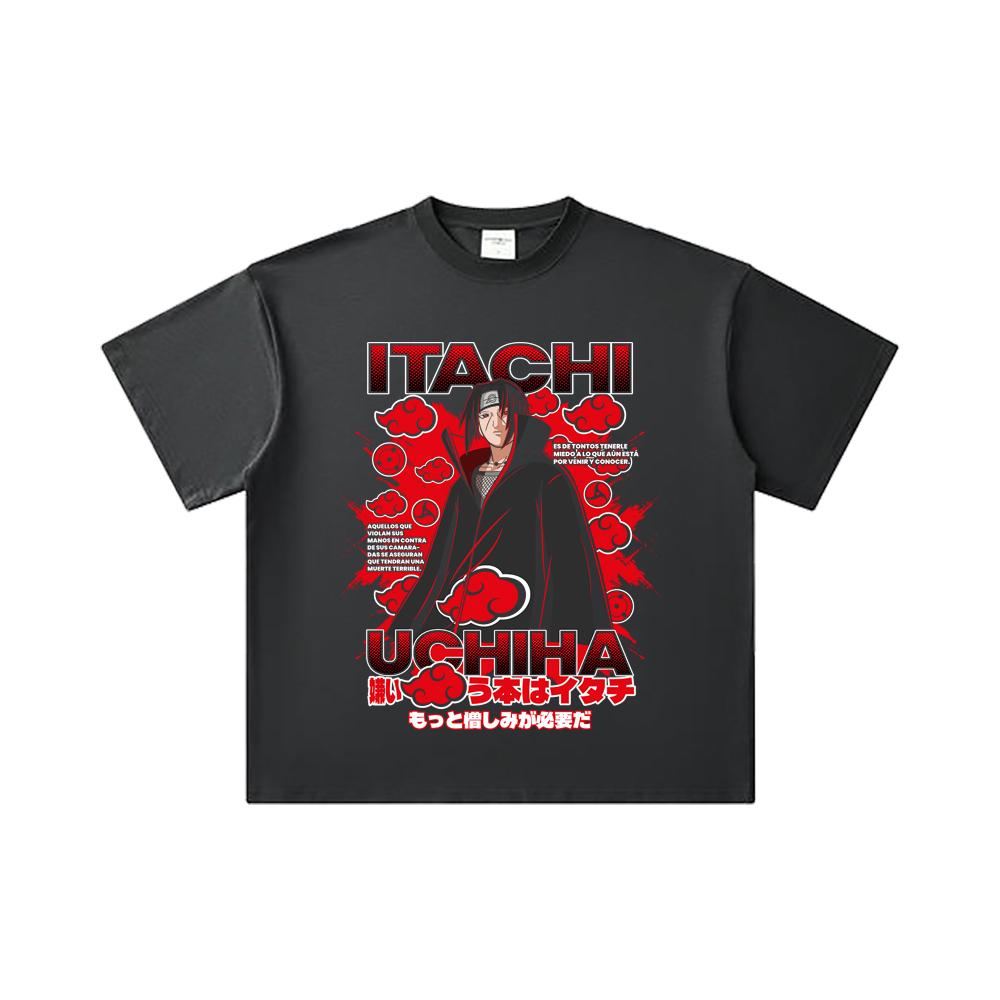 260 GSM Double Yarn 32 Count 100% Cotton Naruto V22 Itachi Print Unisex Heavy Cotton T Shirt