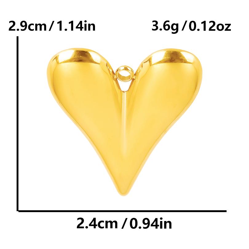 6pc Sweet Love Pendant Real Gold Plated Stainless Steel Heart Charms For Jewelry Making Supplies DIY Keychain Pendant Charm Bulk
