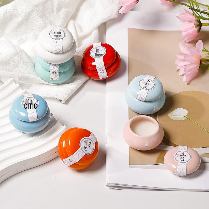 Tonghuo Pine Cone Scent Solid Perfume - Ceramic Can, Chinese Ancient Style, Long-Lasting Light Fragrance