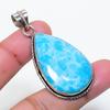 Natural Larimar Gemstone Handmade 925 Sterling Silver Jewelry Pendant 2.09" AP-15603