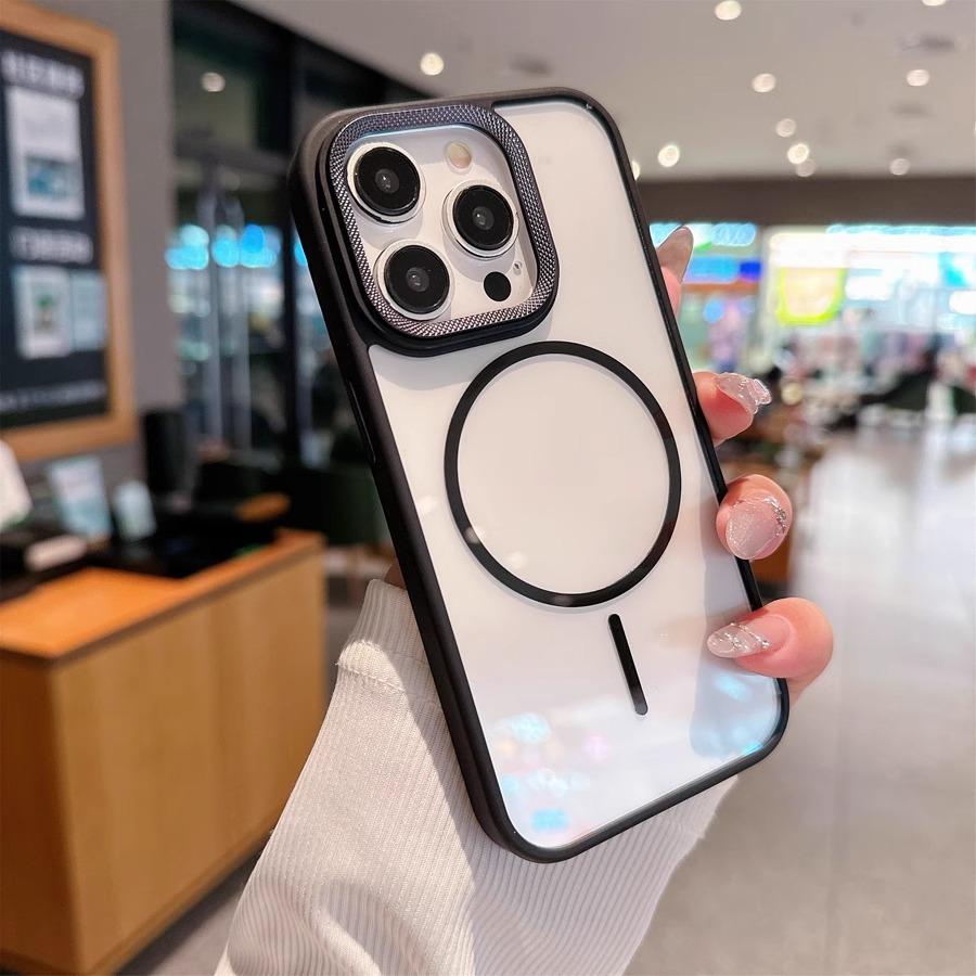 Passend für Apple 16 Hochdurchsichtiger Ring Magnetische Saug Handyhülle IPhone 15 Bohrmuster Linse PC Anti-Fall Schutzhülle