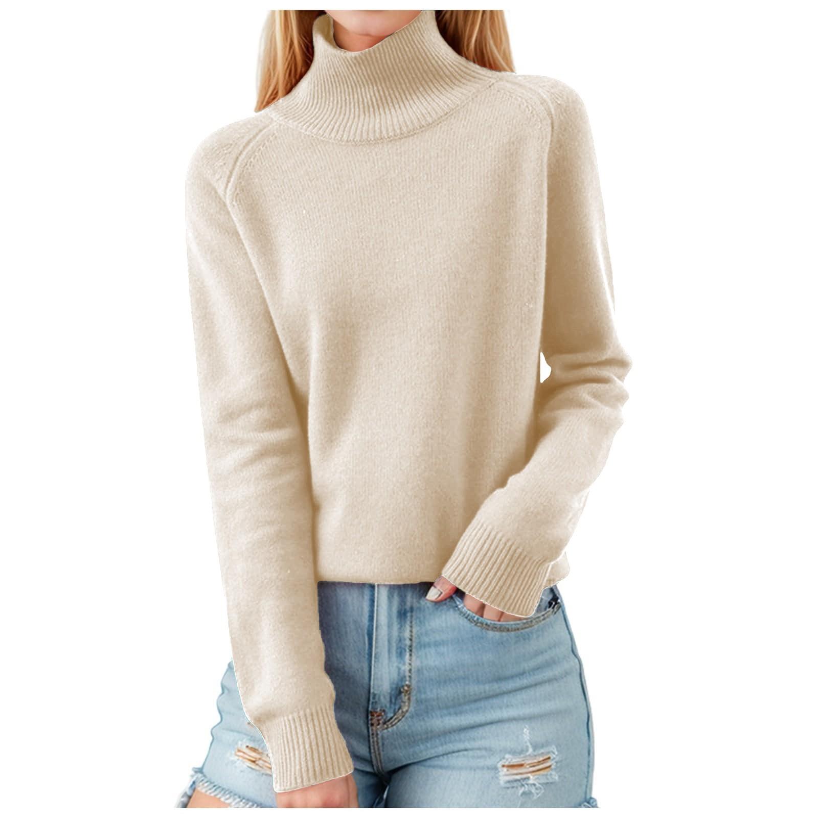 

Women s Pullover Long Sleeve Knitted Casual Loose Plain Tops Stand-Up Collar Long Sleeve Winter Casual Sweatshirt Casual Turtleneck Sweater L