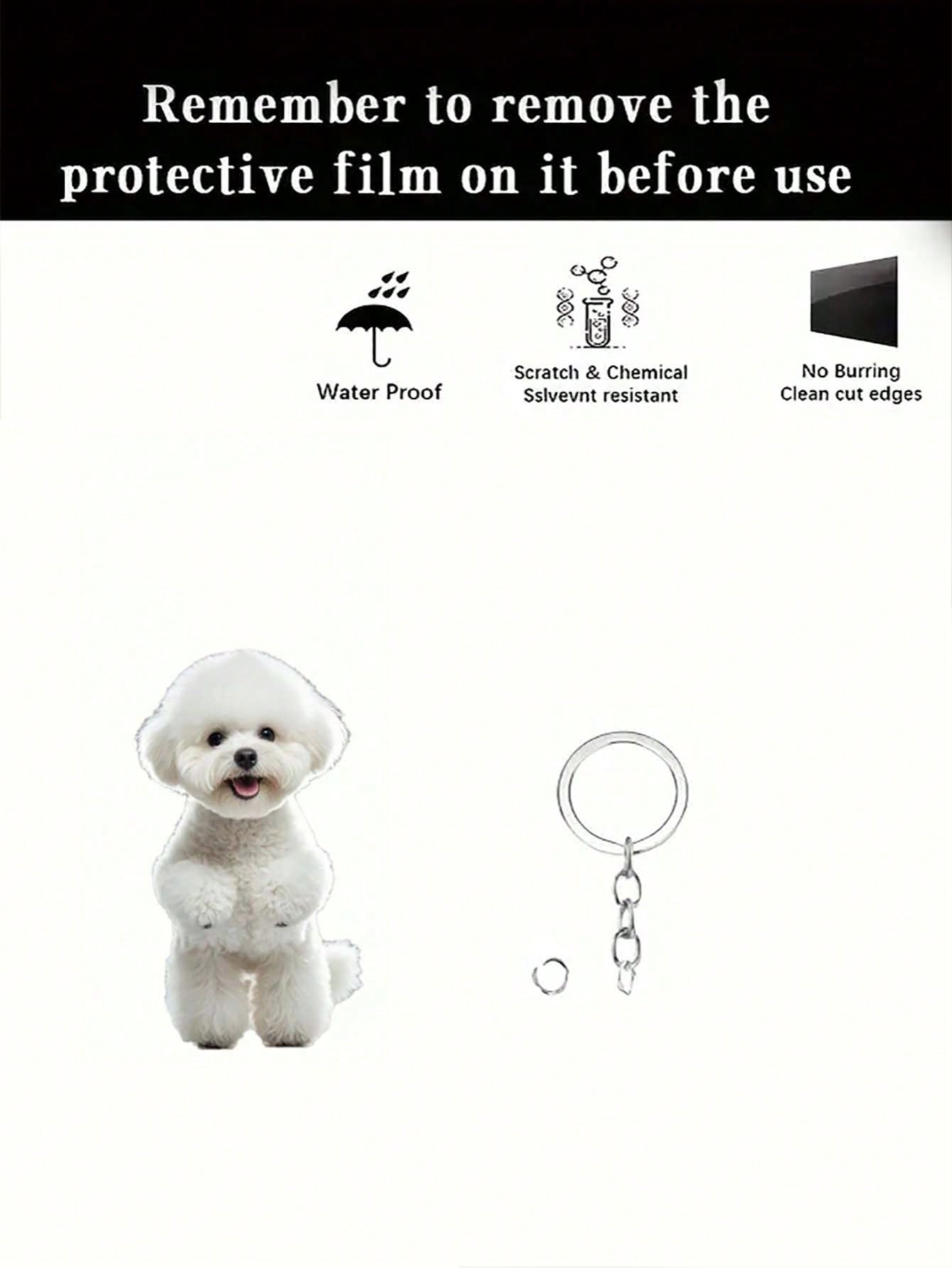 

Cute white puppy keychain, perfect gift for pet lovers, personalized dog keychain - lightweight and durable backpack decoration