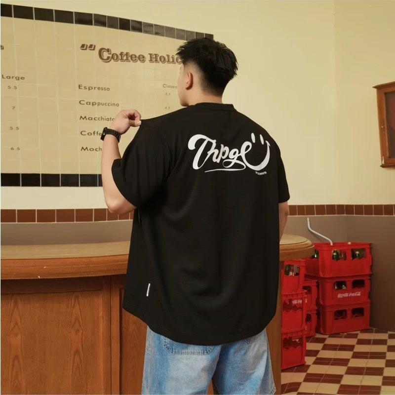 Stretch Fit Anti-wrinkle Loose Men's Short-sleeved Trend Printing Fashion Short-sleeved Top Cotton Comfortable Lightweight T-shirt