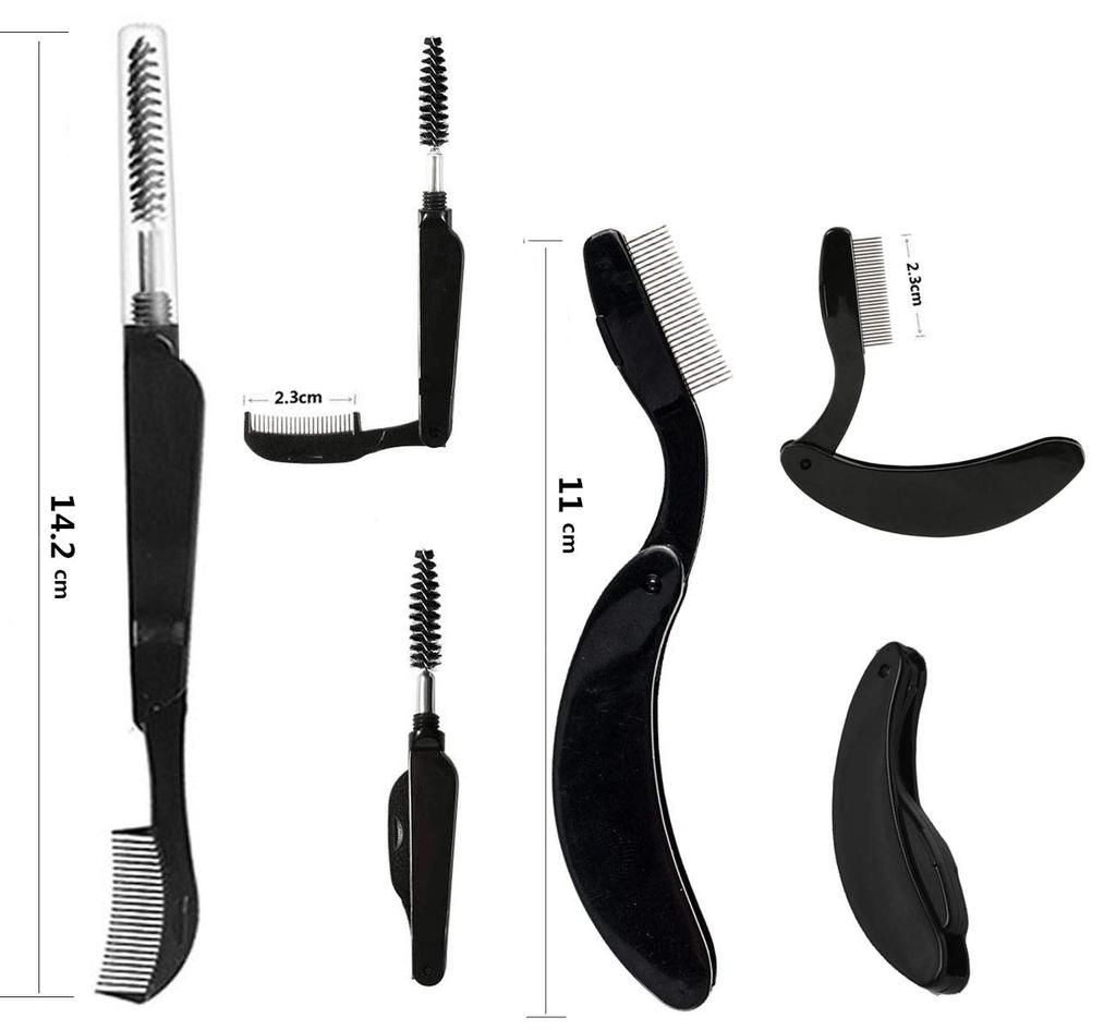 Yesmart Stainless Steel Folding Eyelash Mascara Eyebrow Eyelash Eyebrow Eyebrow Yes107 2-Piece Comb, Comb, Comb, Screw-On Brush, Brush, Brush,