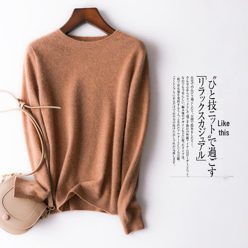 Women's 100% Pure Cashmere Round Neck Sweater, Knitted Seamless Long Sleeve - Autumn/Winter Collection.