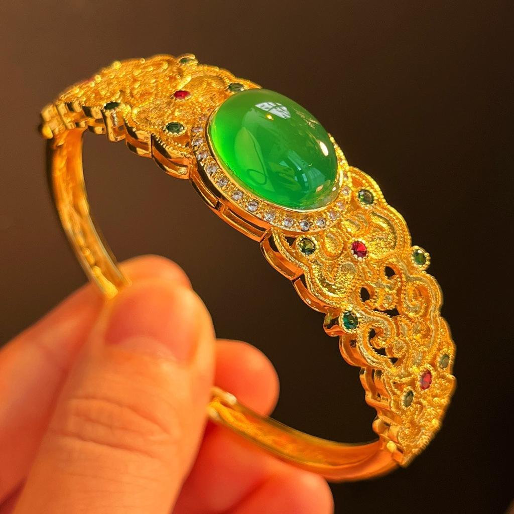 Full Green, Yang Green, Natural Agate Green Chalcedony Bracelet, Women'S Opening Is Slightly Inlaid, And The Real Shot Is Fidelity.